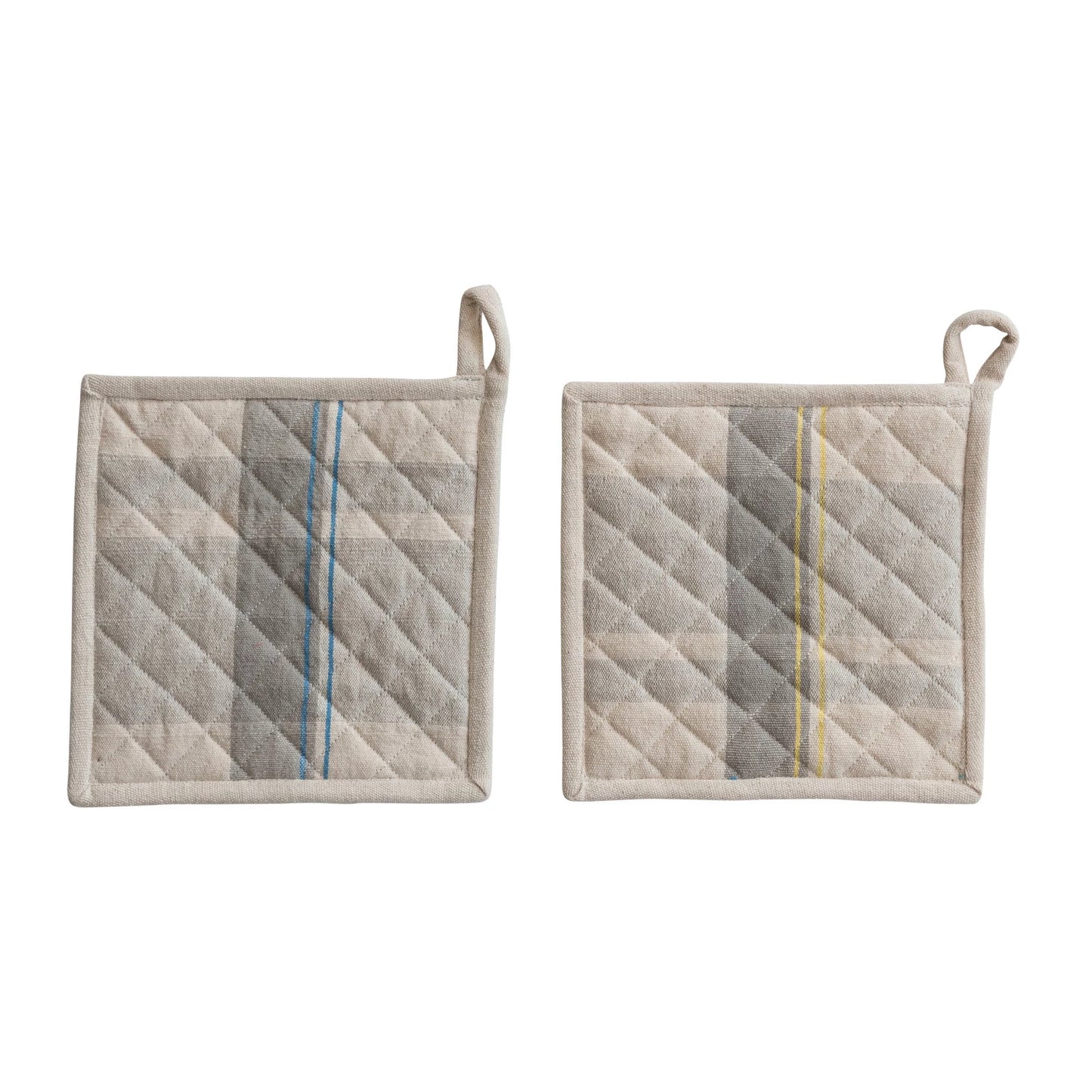 Quilted Cotton Pincher Pot Holder with Inside Pocket, 2 Colors