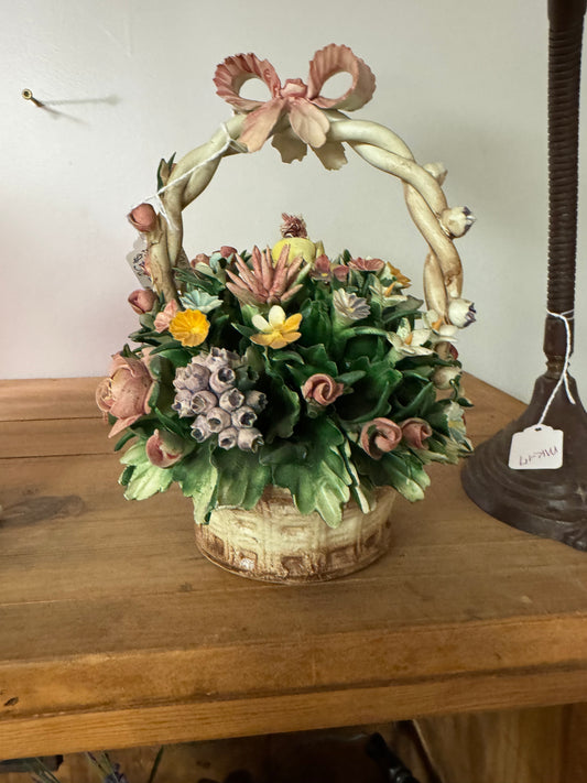 Italian Capodimote Procelian Flower Basket