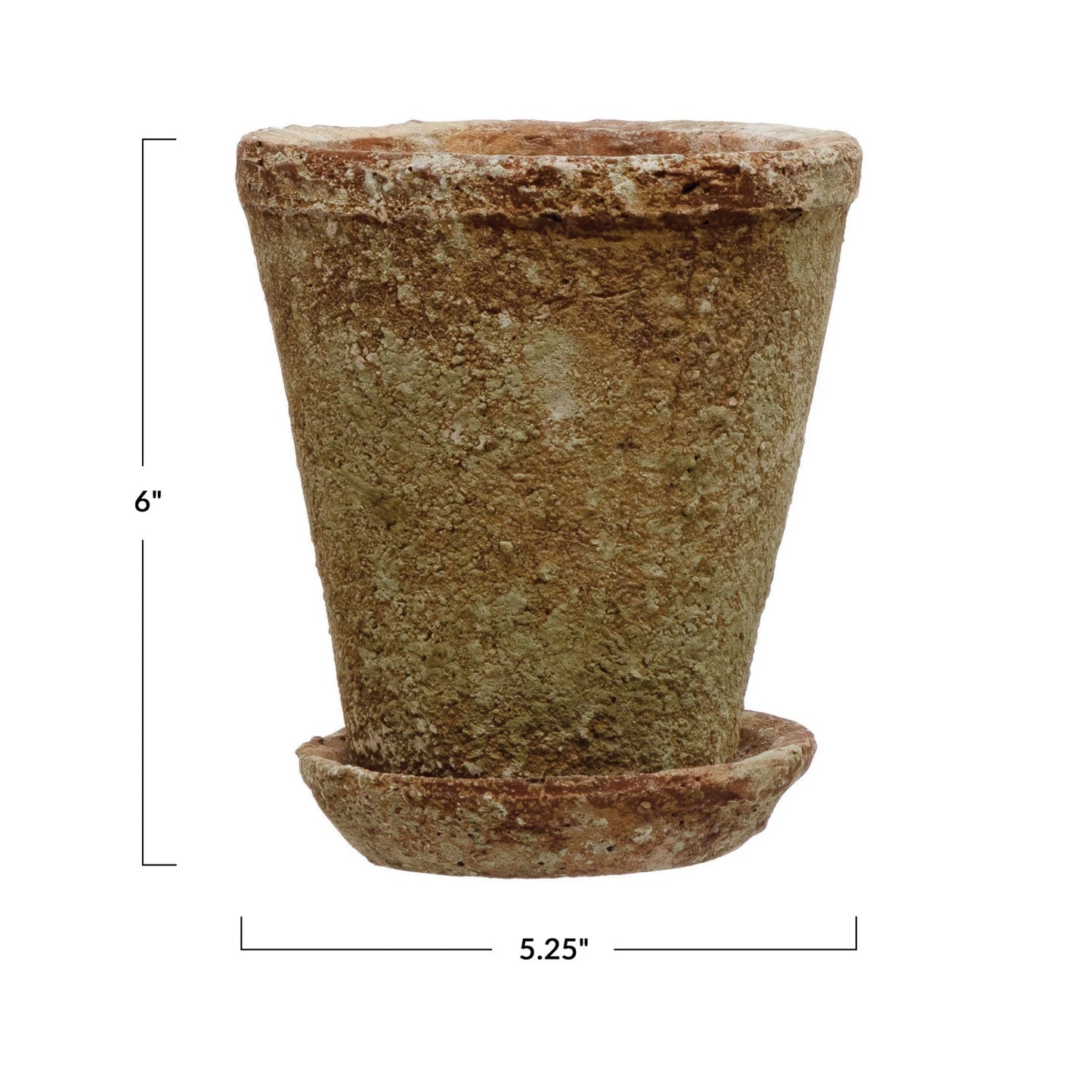Distressed Cement Planter with Saucer, Set of 2