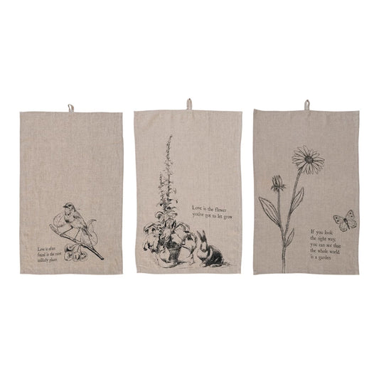 28"L x 18"W Linen Blend Printed Tea Towel